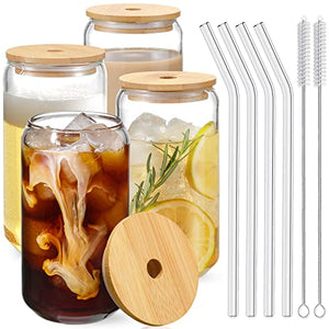 Bamboo Lids & Glass Straw